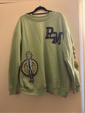 Rick and Morty Green Oversized Patch Sweatshirt XL